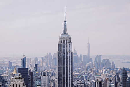 mimari, binalar, Şehir, Cityscape, şehir merkezinde, puslu, New york city