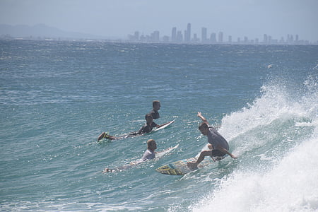 surf, Costa do ouro, oceano, Austrália, Queensland, ondas, mar