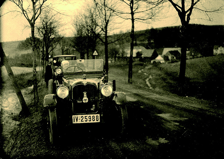oldtimer, Vintage, voor onderweg, besturen van een auto, Auto, rit, station