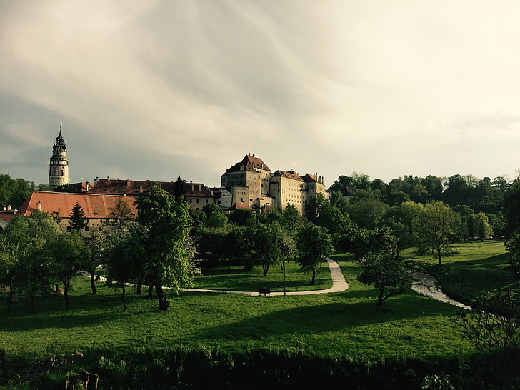 Český krumlov, krajina, pohled, hrad, budova, stavení, Romantika