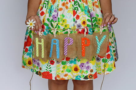 laimīgs, jautri, Pavasaris, gada pavasarī fona, Deizija, kleita, ziedi