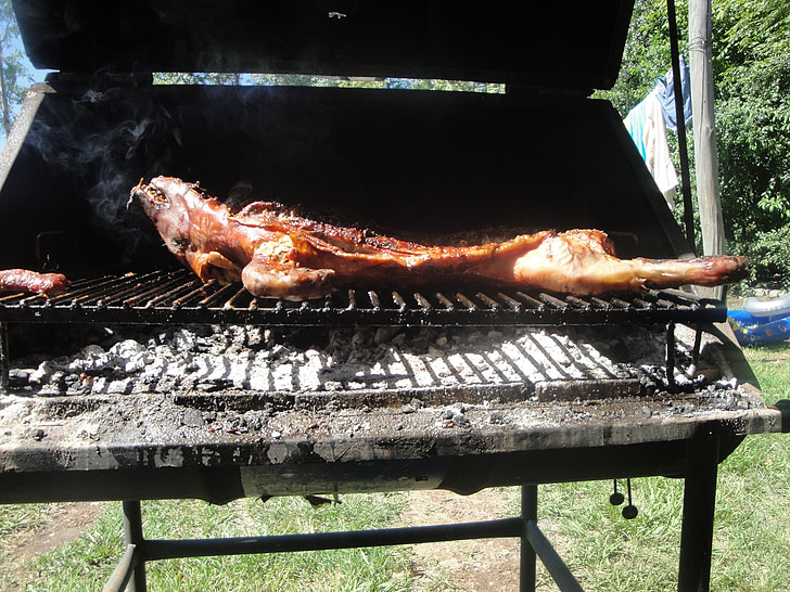 gebraden, barbecue, varkensvlees, vlees, koken, weekend, Grill