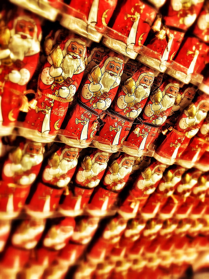 Santa, Claus, dekor, hylle, sjokolade, julenissen, Christmas