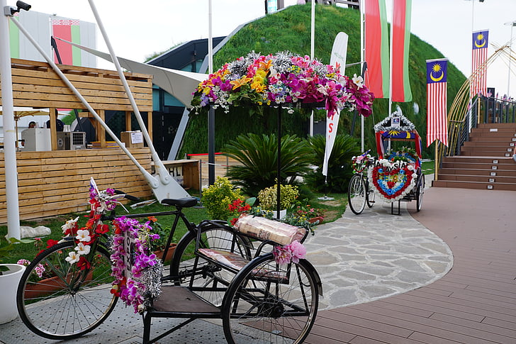 bicicleta, flores, artisticamente