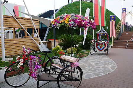 kerékpár, virágok, művészien