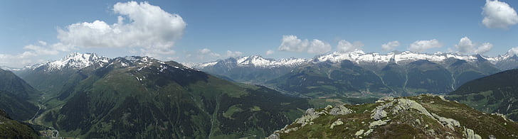 Alpine, Sommer, Panorama, Berge, Landschaft, Natur