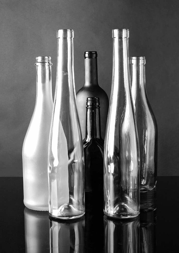 vidre, l'ampolla, composició, estudi, una ampolla de, bodegons, fotos
