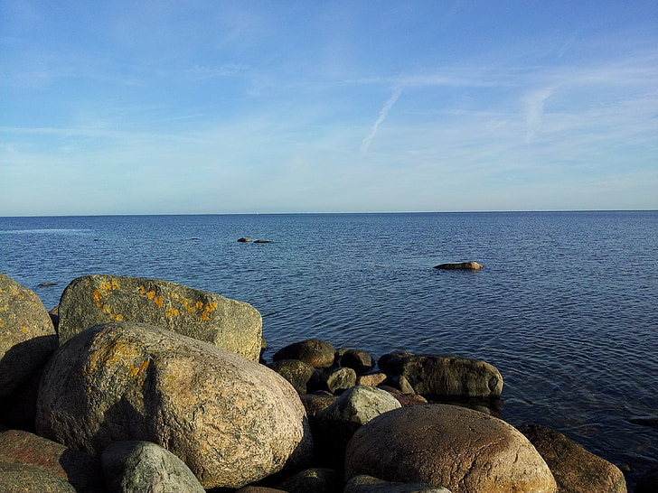 Mar Baltico, Spiaggia di pietra, mare, blu, acqua, onda, rilassarsi