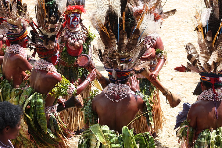 tierras altas, Papua nueva guinea, tribus, aldea, tradicional, cultura, viajes