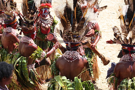 höglandet, Papua Nya guinea, stammarna, byn, traditionella, kultur, resor