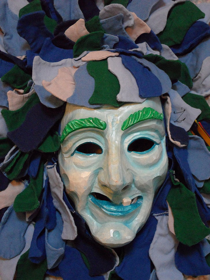 maska, obličej, vyřezávané, obrázek, Fasnet, Karneval, Hrbáč