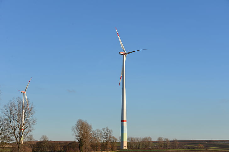 windräder, enerji, Eko enerji, Rüzgar enerjisi, gökyüzü, mavi, Çevre teknolojileri