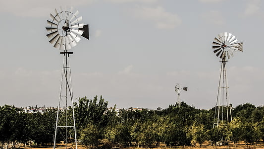 Windmill, hjulet, landskap, landsbygdens, landsbygd, vatten, traditionella