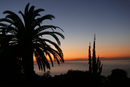 Afterglow, Palma, Mar, Atlàntic, posta de sol, cel de nit, cel
