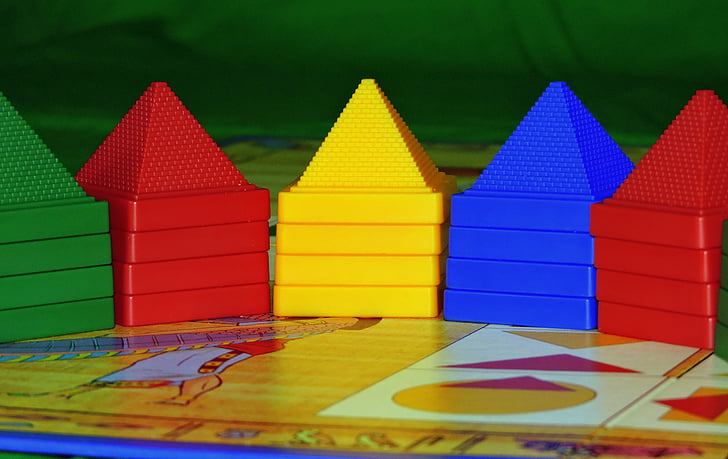 hra, pyramídy, hrať, dosková hra, zábava, budovy, viac farebné