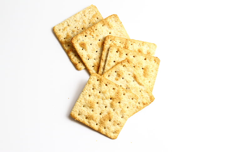 Biscuit crackers, koekjes, gezonde, voedsel, snack, wit, tarwe