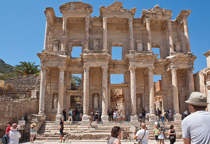 Celsova knihovna, starověké, Roman, budova, Efesu, Anatolii, Selcuk