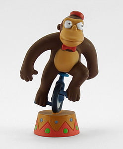 маймуна, играчка, Семейство Симпсън, герои, снежен човек, Рисуване, ретро