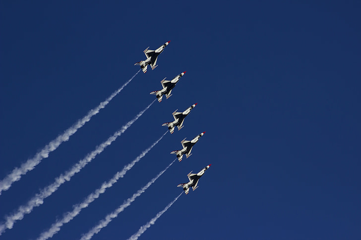 Airshow, Thunderbirds, Nellis air force base, f-16, sotilaallinen, lentokone, lentää