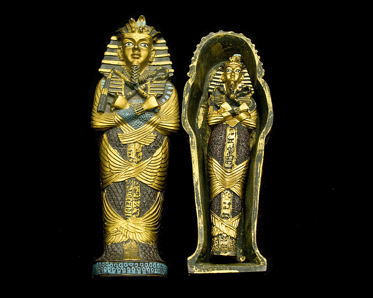 саркофаг, мумия, Египет, съкровище, изолирани, злато, синьо