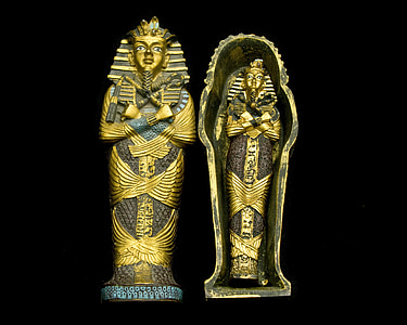 sarkofág, mumie, Egypt, poklad, izolovaný, zlato, modrá