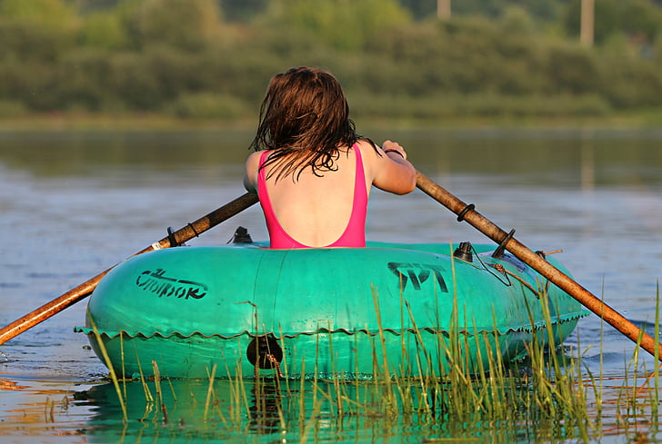 boat, river, girl, rowing, sports, charging, tourism