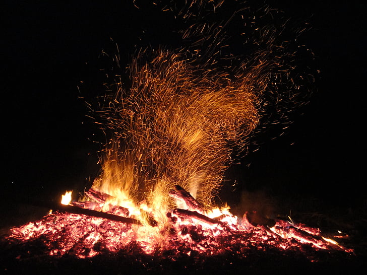 campfire, fire, easter fire, wood, flame, burn, blaze