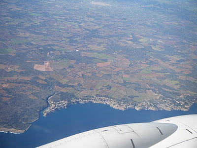 iz zraka, pogled, letalo, let, zemljišč, nebo, letalske vozovnice