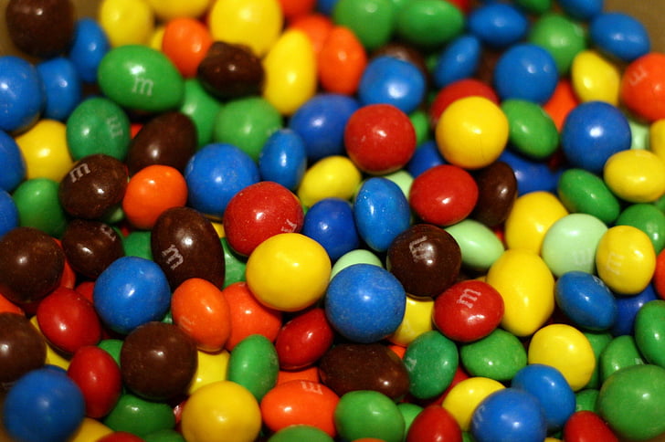 m ms, candy, chocolate, plain, hard shell, colorful, blue