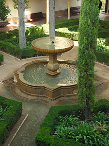 Alhambra, air mancur, Spanyol, Granada, Taman, Moor, Cekungan Air