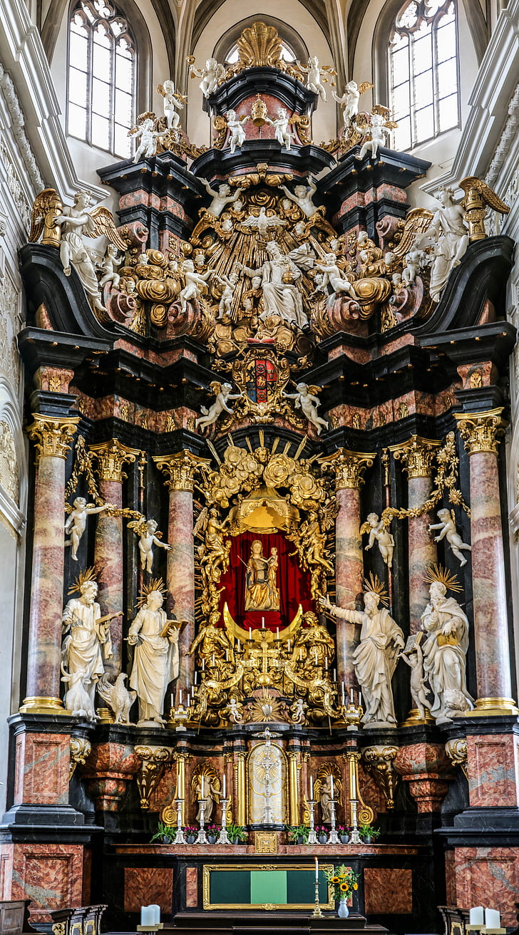 church, altar, architecture, angel, art, baroque, jesus