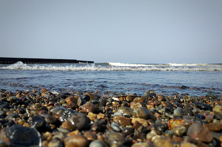 morje, Beach, val, kamenčki, naravne, krajine, obale