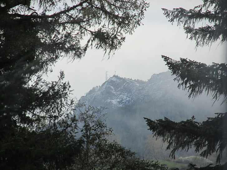 invierno, Torre, montaña, al aire libre, cielo, niebla, paisaje