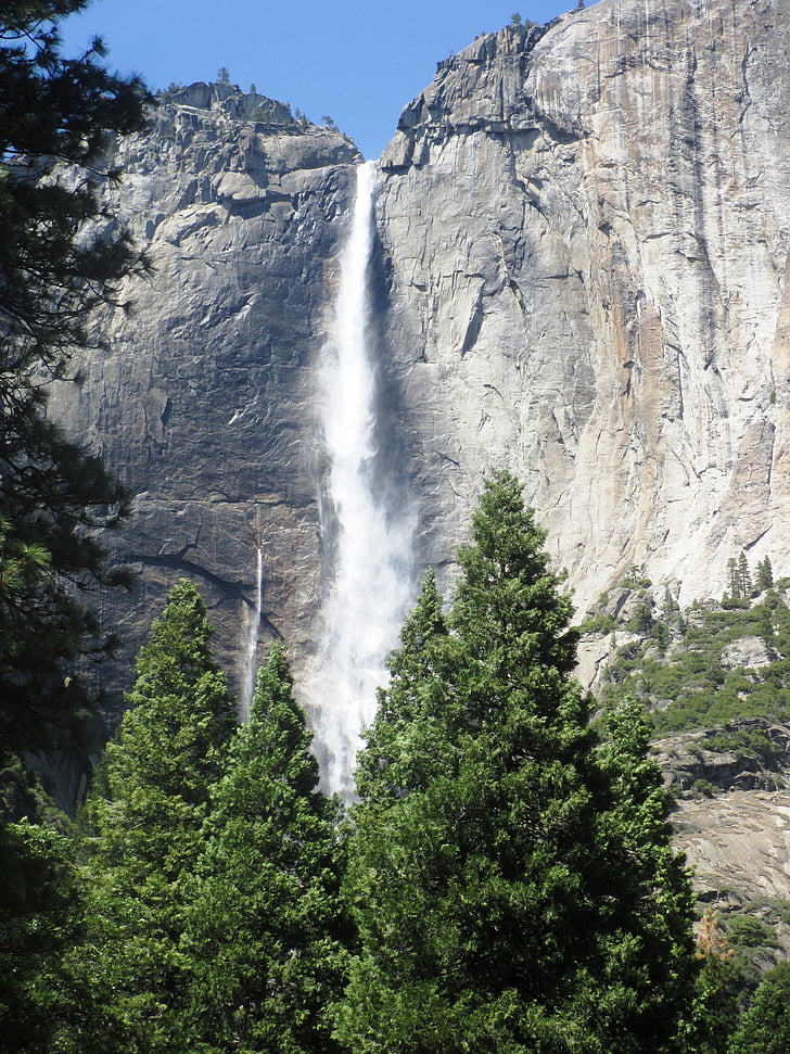 Yosemite Falls, Wodospad, park narodowy Yosemite, góry, wody, Natura, Wodospad