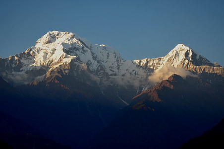 Annapurna, fotturer, fjell, soloppgang, bergsport, Fjellklatring, snø