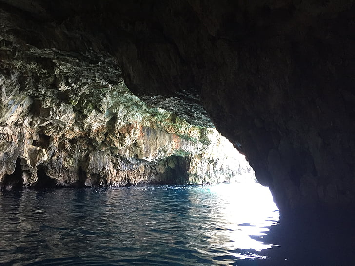 cave, sea, nature, water, rock, island, summer