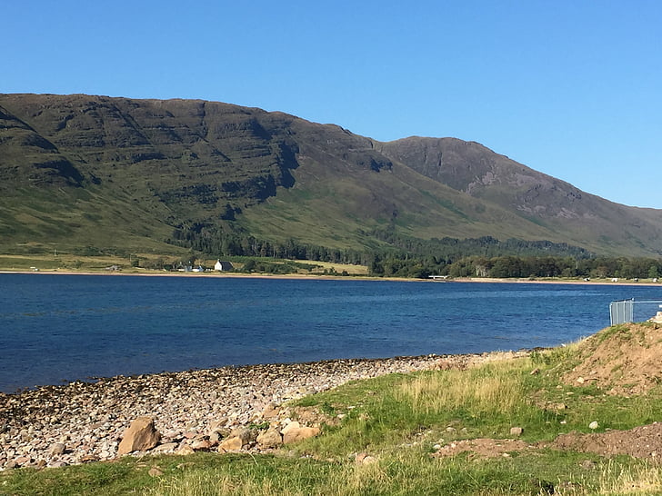 Skócia, Loch, tó, táj, hely, természet, nap