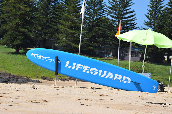 strand, Australië, Reddertjes, surfplank, rest, veiligheid