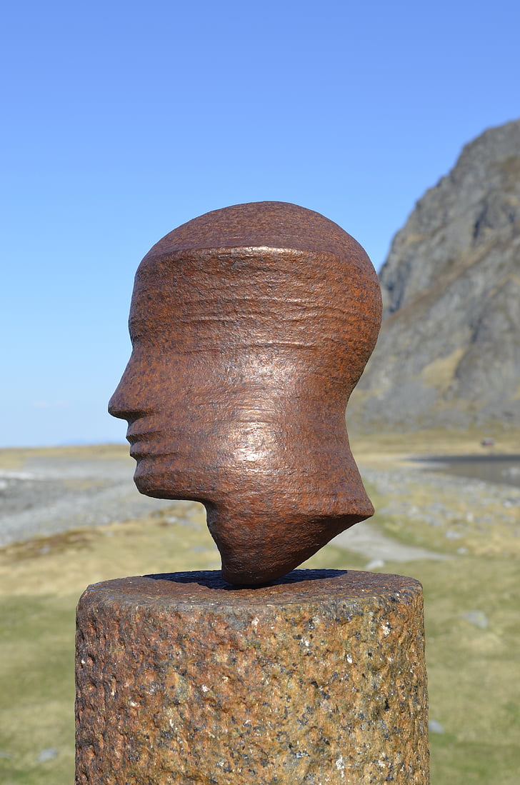 hodet, per marcus raetz, responsable, imatge, Noruega, Costa, escultura
