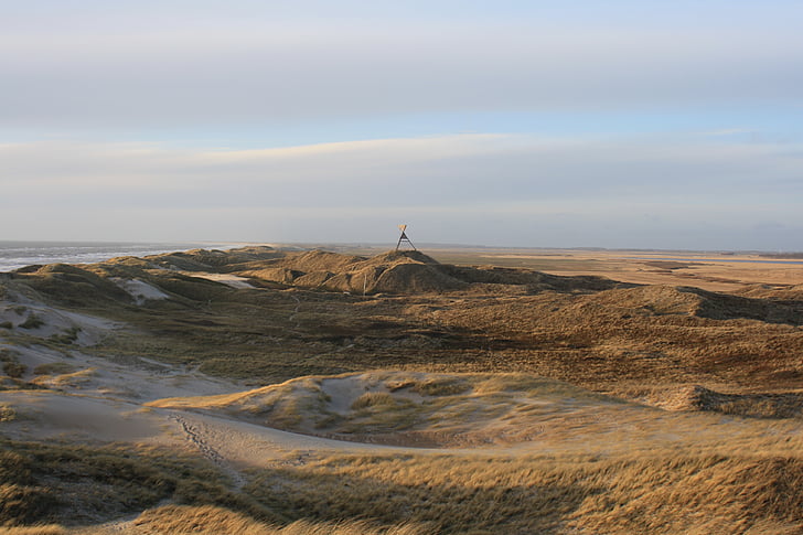 denmark, north sea, dune, daymark