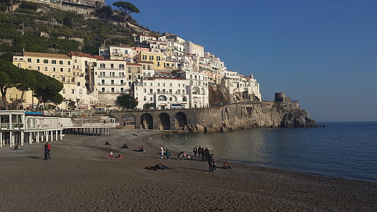 pludmale, Itālija, krasta, brīvdiena, svētku dienas