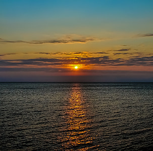 puesta de sol, Océano, Cloudscape, cielo, naturaleza, verano, mar