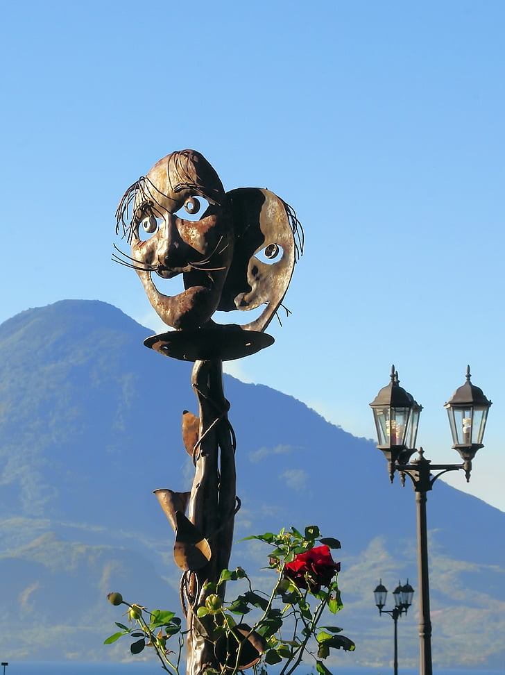 guatemala, atitlan, totem, decoration volcano, floor lamp