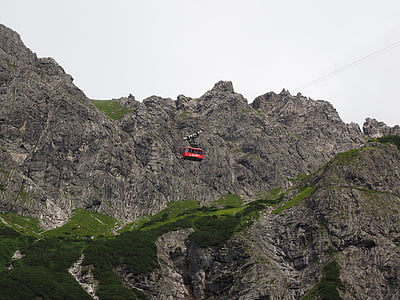 lünerseebahn, Lanovka, Gondola, červená, brandnertal, Vorarlberg, Rakúsko