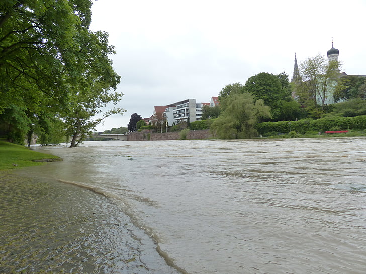 Hochwasser, Donau, Ulm, Regenwetter, Gülle, Regen, nass