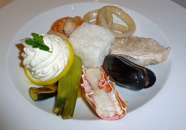 menjar, aliments, peix, marisc, Entremès, cuina mediterrània, deliciós