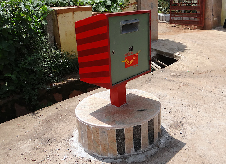 postaláda, India, Letter box, Post box, dharwad, Post, Karnataka