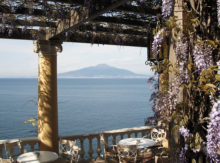 Vesúvio, Golfo de Nápoles, Itália, Bower, idílio, vulcão, mar
