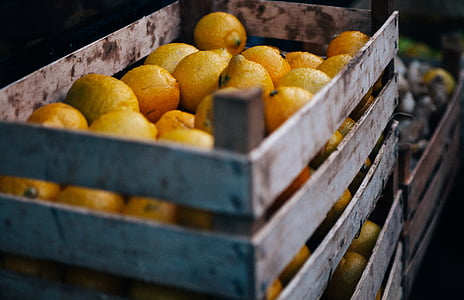 frutas, limão, cesta, mercado, culturas, laranja, produzir