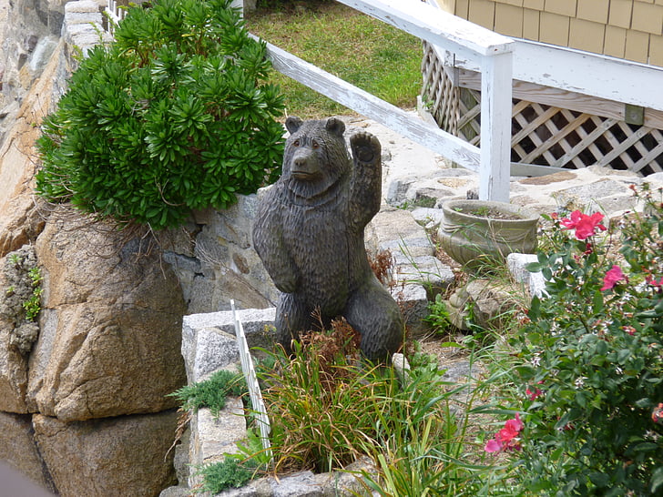 bear, lawn decoration, statue, outdoors, decoration